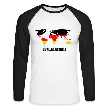 Deutschland Die Weltverbesserer Politik - Unisex Baseballshirt langarm - Weiß/Schwarz - Vorne - Nik (191cm)