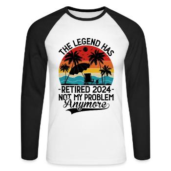 officially The Legend Has Retired 2024 Not - Unisex Long Sleeve Baseball T-Shirt - white/black - Front - Nik (191cm)