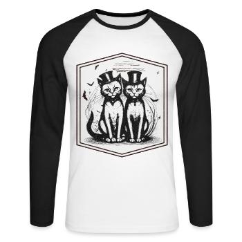 Cute cat couple on halloween - Unisex Long Sleeve Baseball T-Shirt - white/black - Front - Nik (191cm)