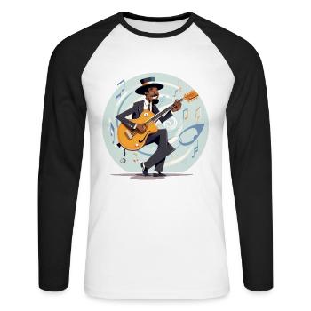 Gitarren-Virtuose - Unisex Baseballshirt langarm - Weiß/Schwarz - Vorne - Nik (191cm)