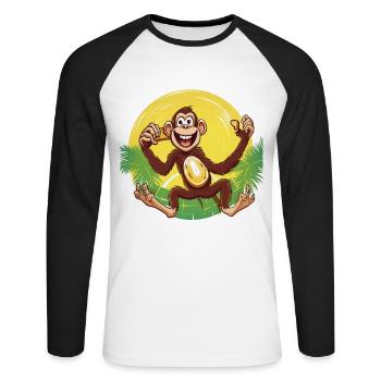 Rhythmus-Affe - Unisex Baseballshirt langarm - Weiß/Schwarz - Vorne - Nik (191cm)