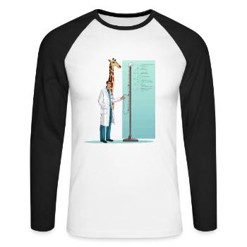 Doktor Langhals - Unisex Baseballshirt langarm - Weiß/Schwarz - Vorne - Nik (191cm)