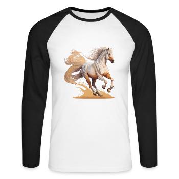 Galop majestueux : une représentation époustouflante d’un cheval g - T-shirt baseball manches longues Homme - blanc/noir - Devant - Nik (191cm)