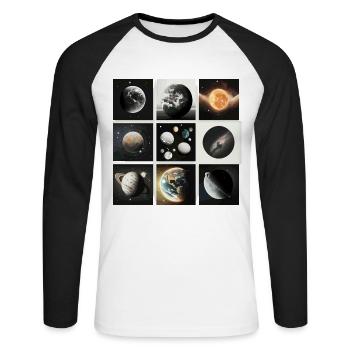 Au-delà de l’ordinaire : une collection de produits d’un autre monde - T-shirt baseball manches longues Homme - blanc/noir - Devant - Nik (191cm)