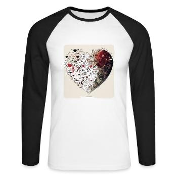 Melodies of Love: A Whimsical Cartoon Design - Unisex Long Sleeve Baseball T-Shirt - white/black - Front - Nik (191cm)