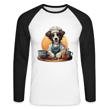 Le Pawista - T-shirt baseball manches longues Homme - blanc/noir - Devant - Nik (191cm)