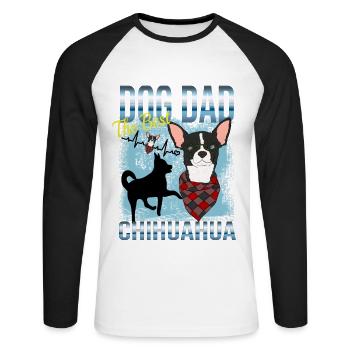 Propriétaire de chihuahua - Le meilleur papa de chien - T-shirt baseball manches longues Homme - blanc/noir - Devant - Nik (191cm)