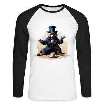 The Caffeine Magician - Unisex Long Sleeve Baseball T-Shirt - white/black - Front - Nik (191cm)