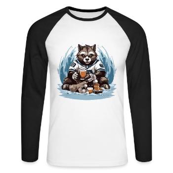 The Caffeine Hockey Star - Unisex Long Sleeve Baseball T-Shirt - white/black - Front - Nik (191cm)