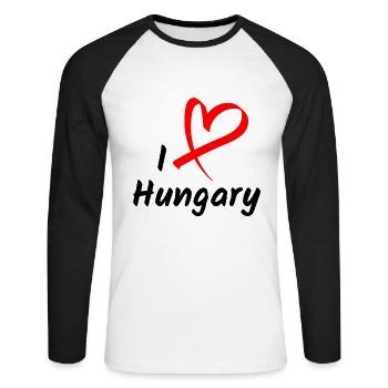 I Love Hungary I Love Hungary Heart Gift - Unisex Long Sleeve Baseball T-Shirt - white/black - Front - Nik (191cm)