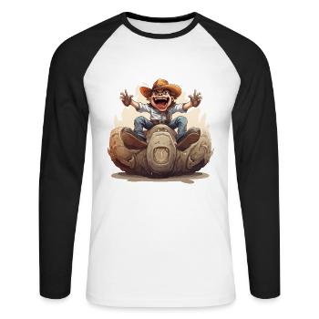 The Sloth Wrangler - Unisex Long Sleeve Baseball T-Shirt - white/black - Front - Nik (191cm)