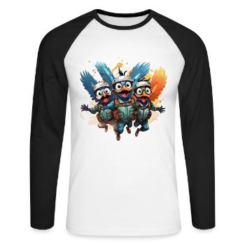 Les volants à plumes - T-shirt baseball manches longues Homme - blanc/noir - Devant - Nik (191cm)