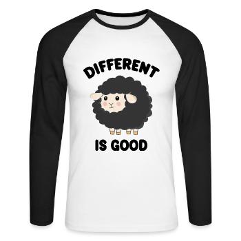 Anders ist Good Black Sheep - Unisex Baseballshirt langarm - Weiß/Schwarz - Vorne - Nik (191cm)