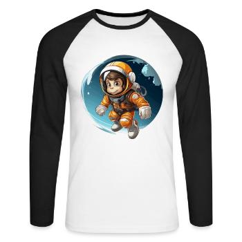 The Space Primate - Unisex Long Sleeve Baseball T-Shirt - white/black - Front - Nik (191cm)