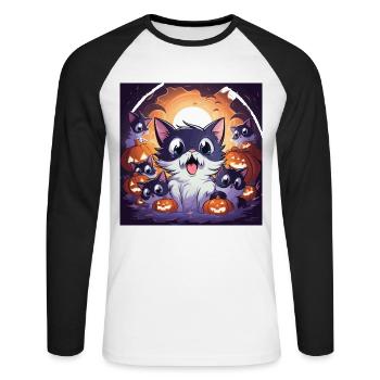 The Unlikely Ghost Buddies - Unisex Long Sleeve Baseball T-Shirt - white/black - Front - Nik (191cm)
