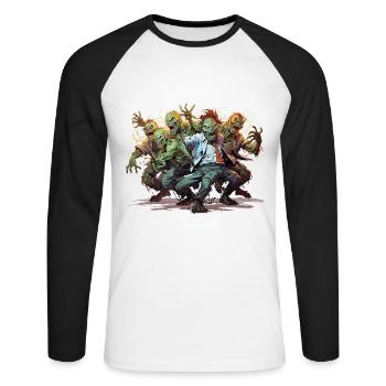 La soirée dansante zombie - T-shirt baseball manches longues Homme - blanc/noir - Devant - Nik (191cm)
