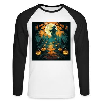 Der verzauberte Weg - Unisex Baseballshirt langarm - Weiß/Schwarz - Vorne - Nik (191cm)