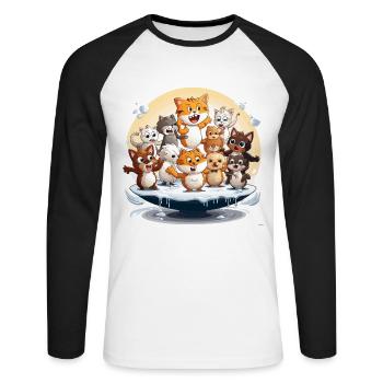 Der Schneeball-Wahnsinn - Unisex Baseballshirt langarm - Weiß/Schwarz - Vorne - Nik (191cm)