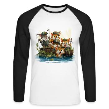 The Whimsical Fishing Expedition - Unisex Long Sleeve Baseball T-Shirt - white/black - Front - Nik (191cm)