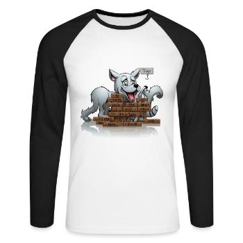 L’énigme des mots croisés - T-shirt baseball manches longues Homme - blanc/noir - Devant - Nik (191cm)