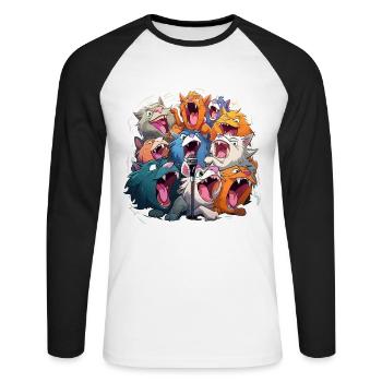 The Karaoke Crazies - Unisex Long Sleeve Baseball T-Shirt - white/black - Front - Nik (191cm)