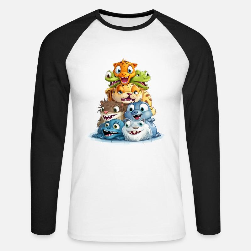 Les constructeurs de pyramides loufoques - T-shirt baseball manches longues Homme - blanc/noir