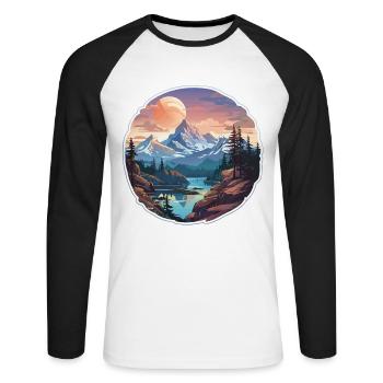 Sommet Sérénité - T-shirt baseball manches longues Homme - blanc/noir - Devant - Nik (191cm)