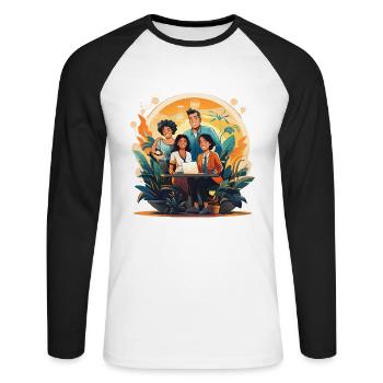 Lieu de travail holistique - T-shirt baseball manches longues Homme - blanc/noir - Devant - Nik (191cm)