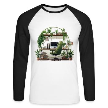 Green Office - Unisex Long Sleeve Baseball T-Shirt - white/black - Front - Nik (191cm)