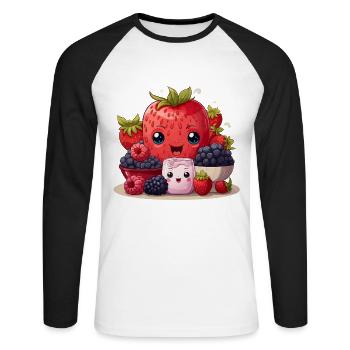 Berry Bliss - Unisex Long Sleeve Baseball T-Shirt - white/black - Front - Nik (191cm)