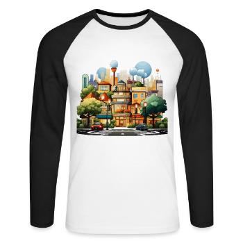 Intersection Harmony - Unisex Long Sleeve Baseball T-Shirt - white/black - Front - Nik (191cm)