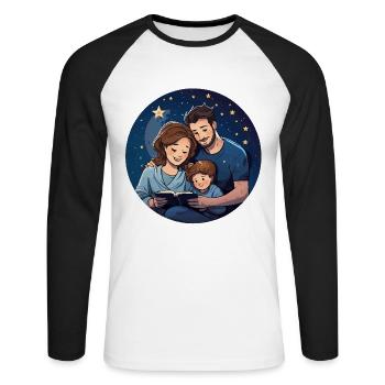 Contes au coucher - T-shirt baseball manches longues Homme - blanc/noir - Devant - Nik (191cm)