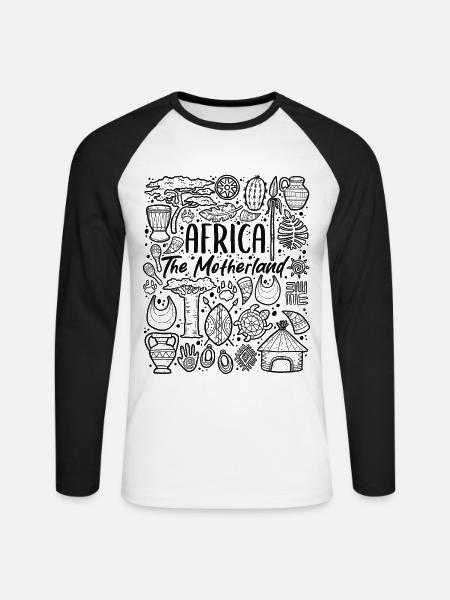Africa The Motherland – Stolz & Heimat - Unisex Baseballshirt langarm - Weiß/Schwarz