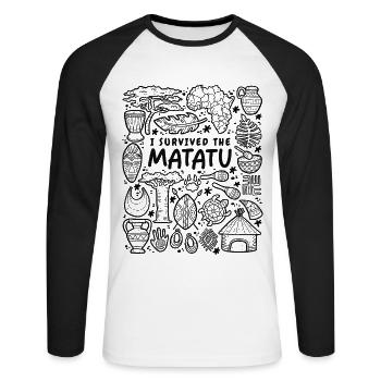 J’ai survécu au Matatu – le manège culte du Kenya - T-shirt baseball manches longues Homme - blanc/noir - Devant - Nik (191cm)