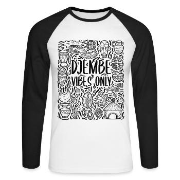 Djembé Vibes Only – Rythme de l’Afrique - T-shirt baseball manches longues Homme - blanc/noir - Devant - Nik (191cm)