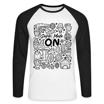 Mode safari : ON – Adventure Africa - T-shirt baseball manches longues Homme - blanc/noir - Devant - Nik (191cm)