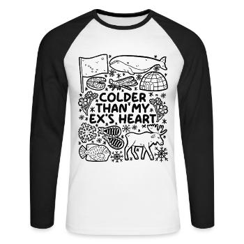 Plus froid que le cœur de mon ex - T-shirt baseball manches longues Homme - blanc/noir - Devant - Nik (191cm)