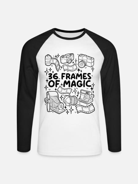 36 Frames of Magic – Analogliebe - Unisex Baseballshirt langarm - Weiß/Schwarz