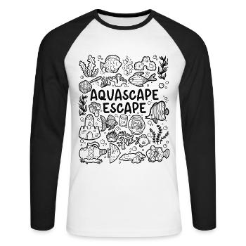 Aquascape Escape – Aquarium - Unisex Long Sleeve Baseball T-Shirt - white/black - Front - Nik (191cm)