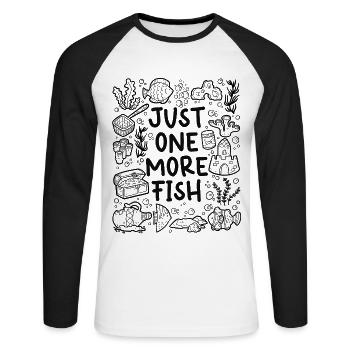 Just One More Fish – Aquarium - Unisex Baseballshirt langarm - Weiß/Schwarz - Vorne - Nik (191cm)