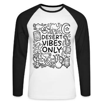 Desert Vibes Only – Orient & Wüstenmagie - Unisex Baseballshirt langarm - Weiß/Schwarz - Vorne - Nik (191cm)