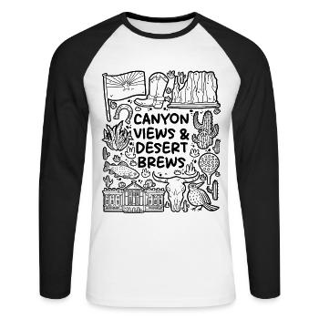 Canyon Views & Desert Brews – Arizona - Unisex Long Sleeve Baseball T-Shirt - white/black - Front - Nik (191cm)