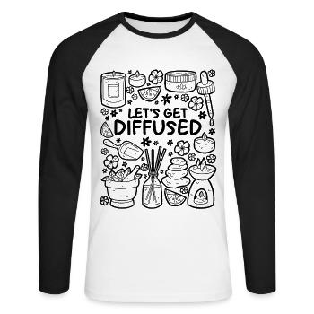 Let's Get Diffused – Entspannung & ätherische Öle - Unisex Baseballshirt langarm - Weiß/Schwarz - Vorne - Nik (191cm)
