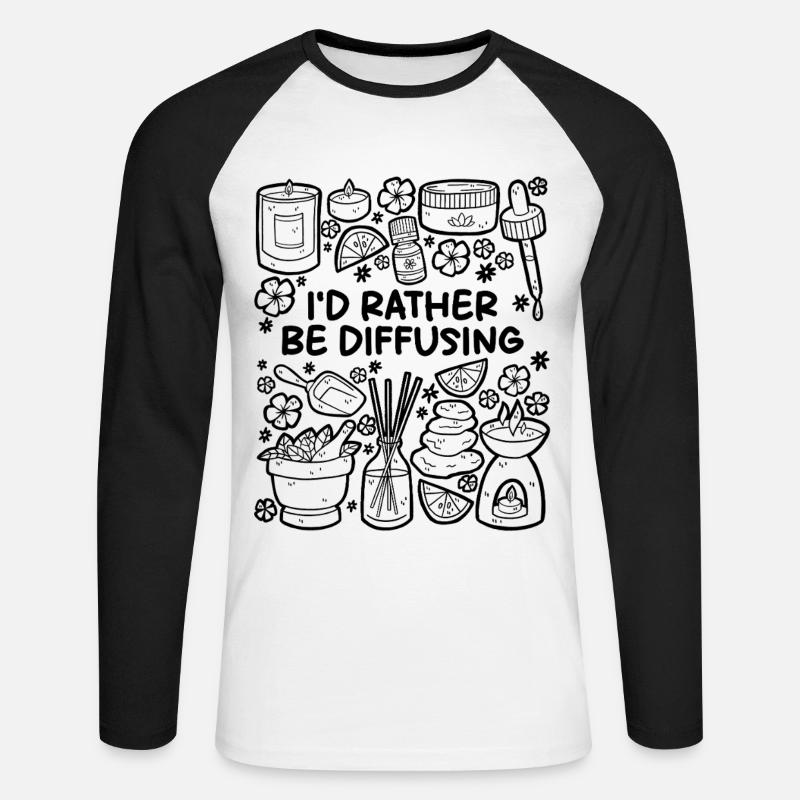 I’d Rather Be Diffusing – Aromatherapie - Unisex Baseballshirt langarm - Weiß/Schwarz
