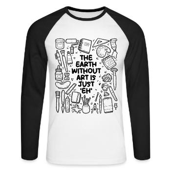 La Terre sans art n’est que « eh » - T-shirt baseball manches longues Homme - blanc/noir - Devant - Nik (191cm)