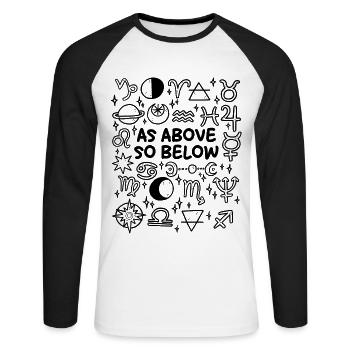 Comme en haut, donc en bas – Mysticisme et astrologie - T-shirt baseball manches longues Homme - blanc/noir - Devant - Nik (191cm)