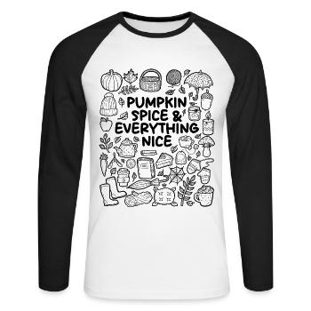 Citrouille épicée et tout ce qui est beau - T-shirt baseball manches longues Homme - blanc/noir - Devant - Nik (191cm)