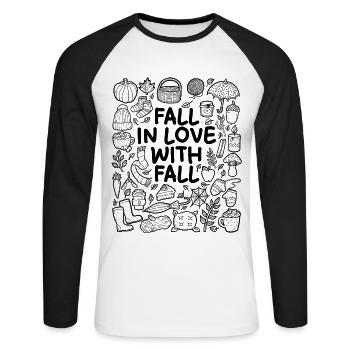 Amoureux de l’automne - T-shirt baseball manches longues Homme - blanc/noir - Devant - Nik (191cm)