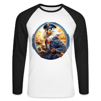 Der majestätische Falkenpilot - Unisex Baseballshirt langarm - Weiß/Schwarz - Vorne - Nik (191cm)
