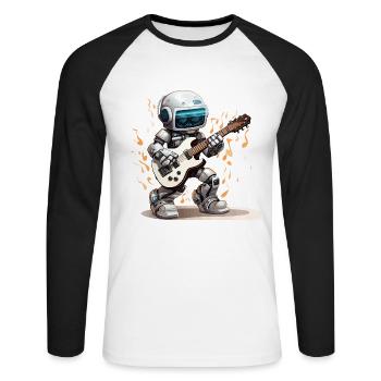 Der Roboter-Gitarrist - Unisex Baseballshirt langarm - Weiß/Schwarz - Vorne - Nik (191cm)